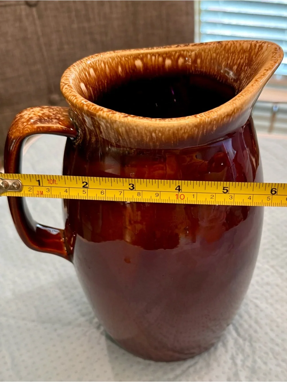 Vintage Hull Pottery Brown Drip Glaze Pitcher - Oven Proof USA Mid-Century